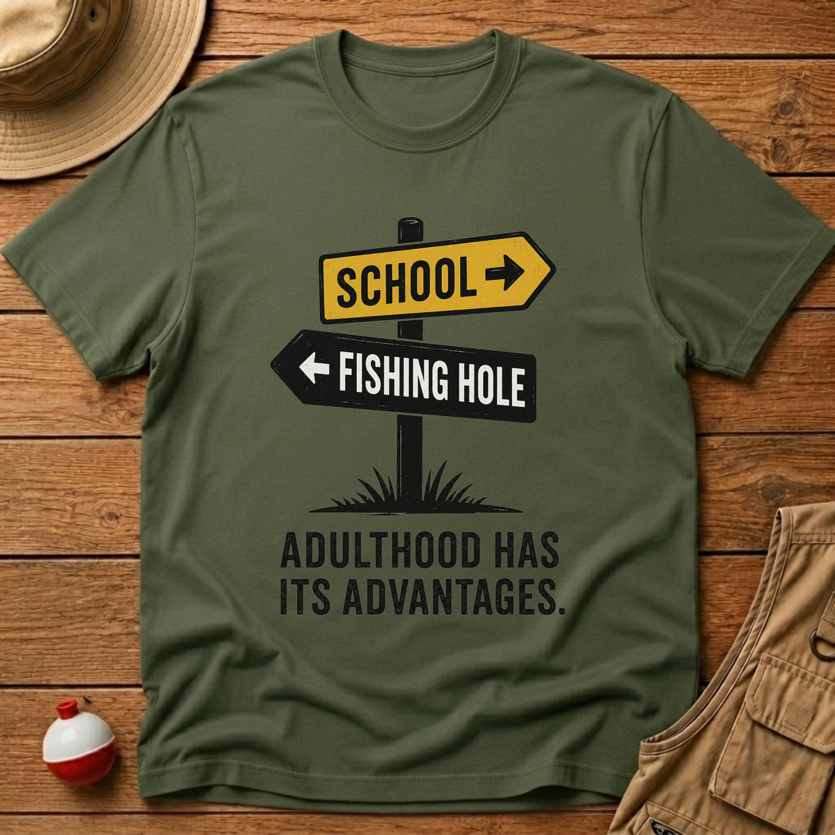 Adulthood Advantages T-Shirt - Floating Bobber