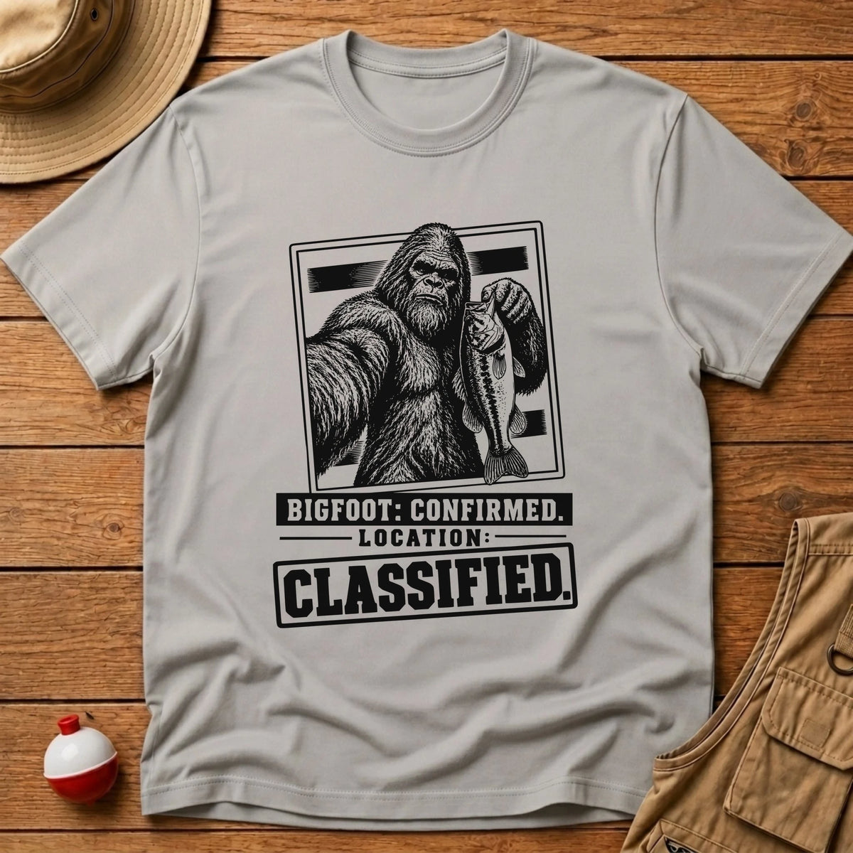 Bigfoot Location Classified T-Shirt - Floating Bobber