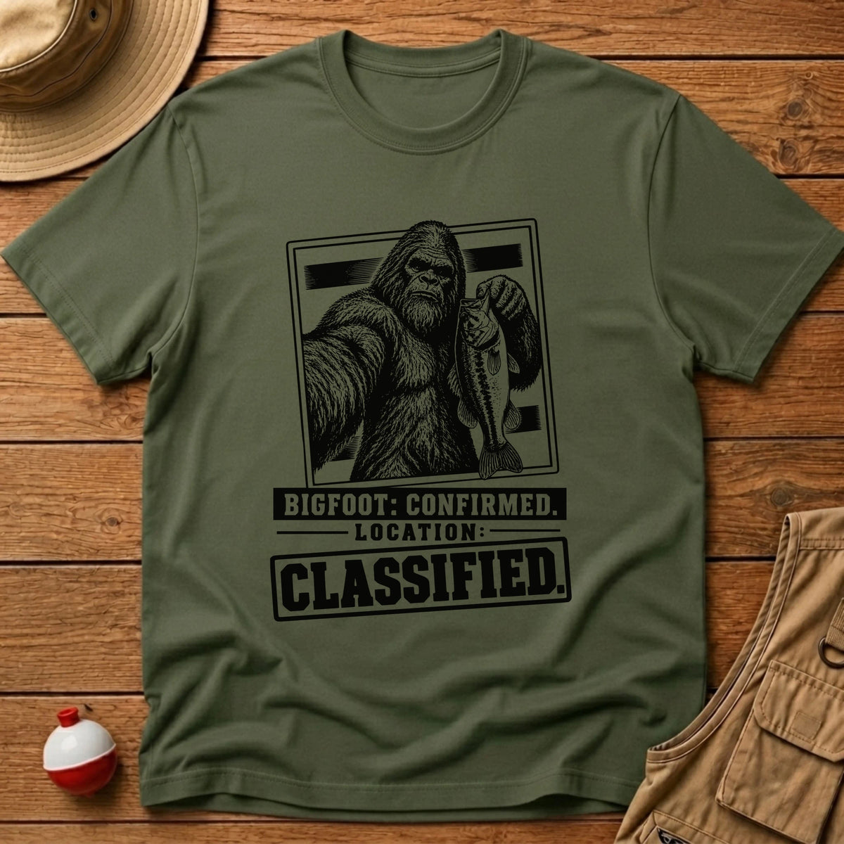 Bigfoot Location Classified T-Shirt - Floating Bobber