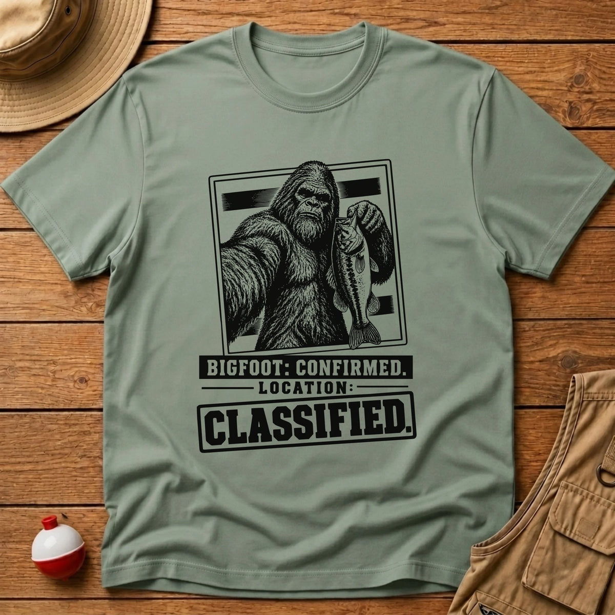 Bigfoot Location Classified T-Shirt - Floating Bobber