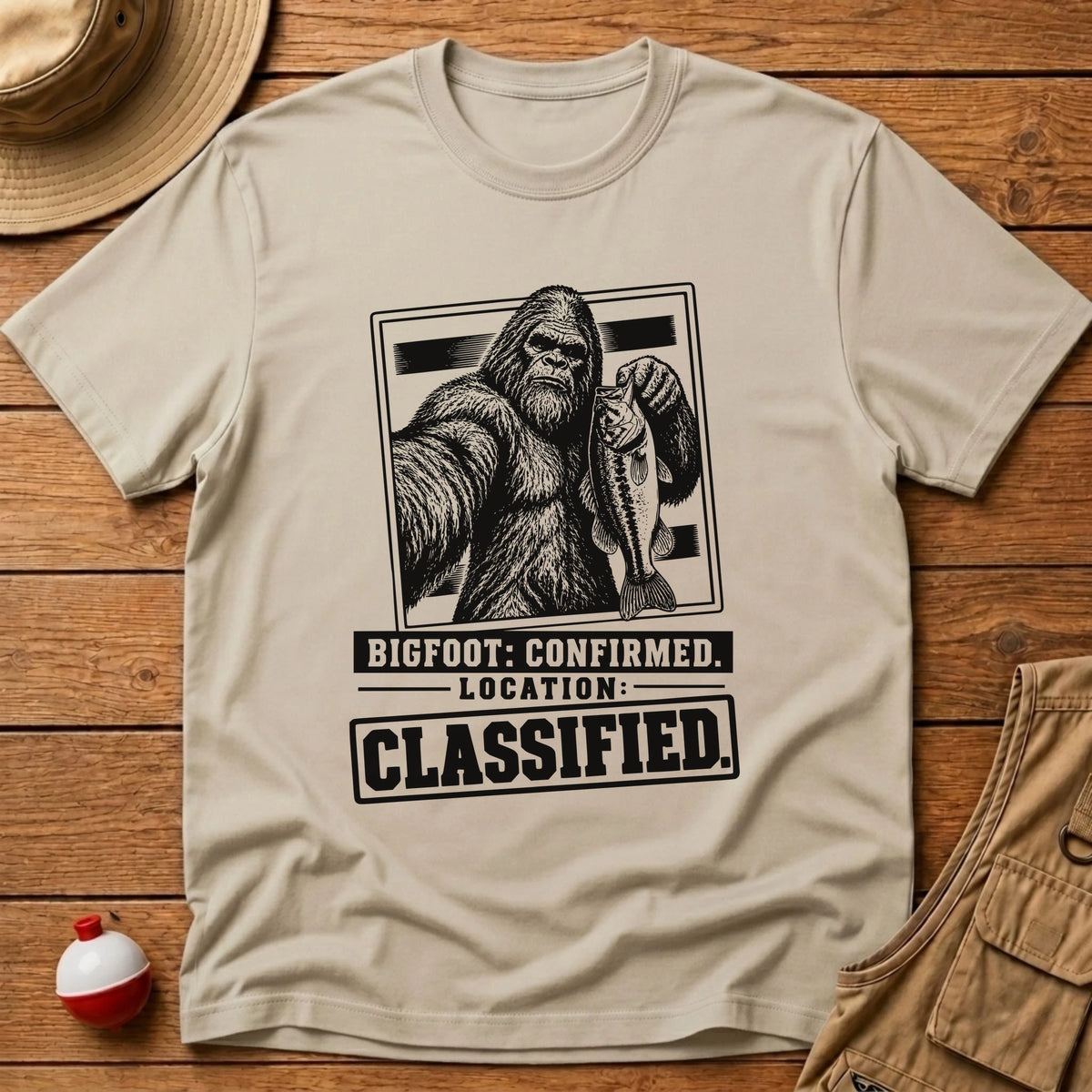 Bigfoot Location Classified T-Shirt - Floating Bobber
