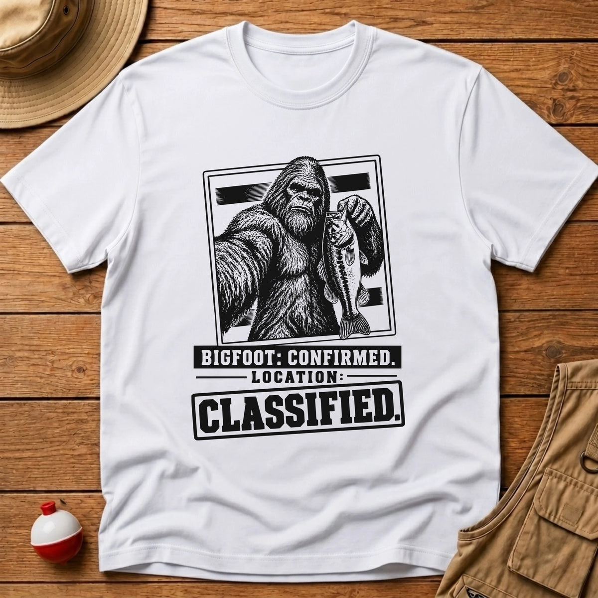 Bigfoot Location Classified T-Shirt - Floating Bobber