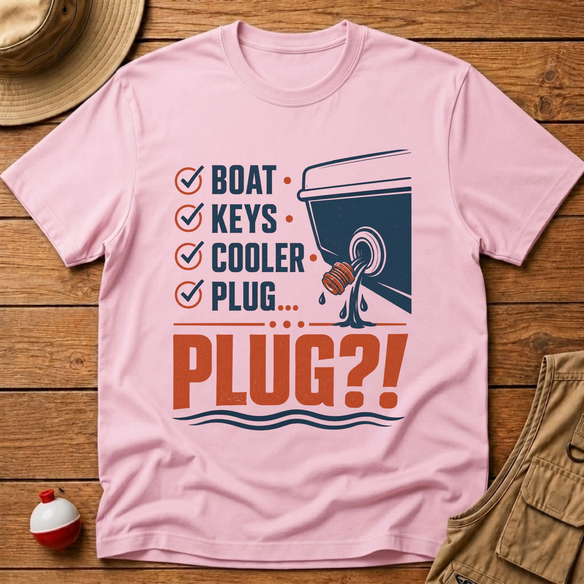 Boat Plug Checklist T-Shirt - Floating Bobber