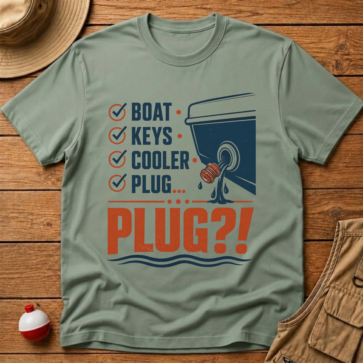 Boat Plug Checklist T-Shirt - Floating Bobber