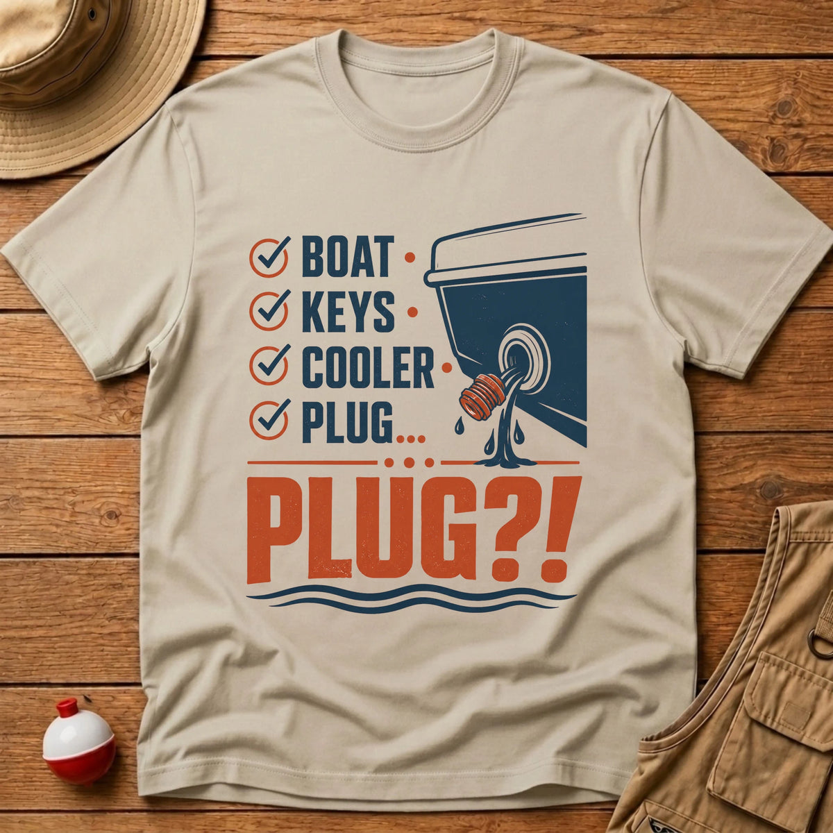 Boat Plug Checklist T-Shirt - Floating Bobber