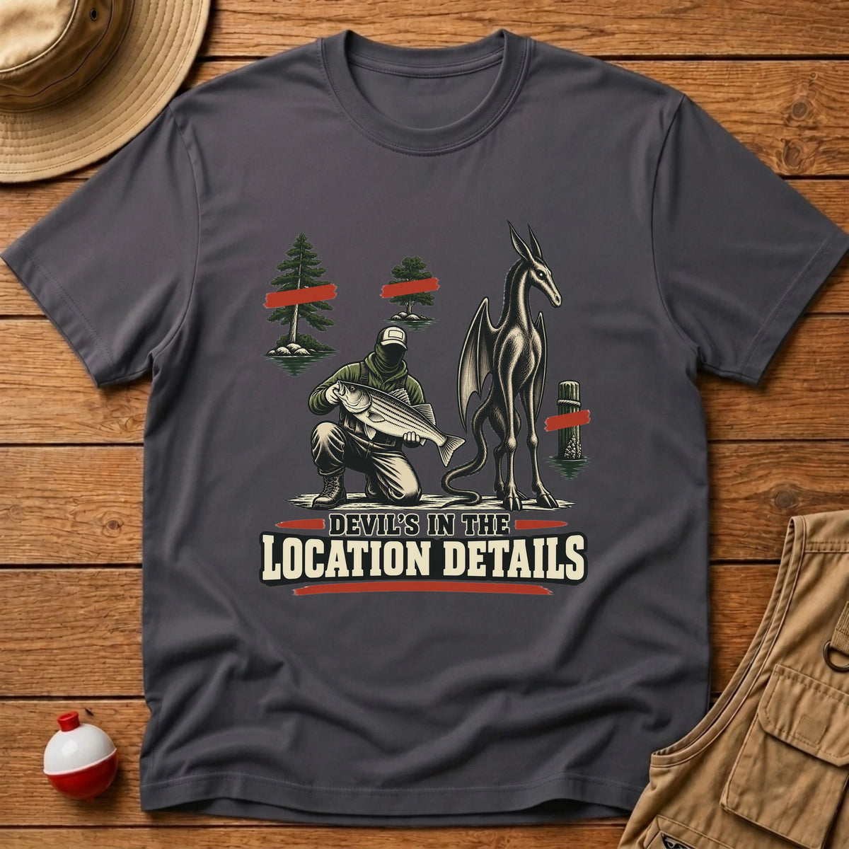 Devils In Location Details T-Shirt - Floating Bobber