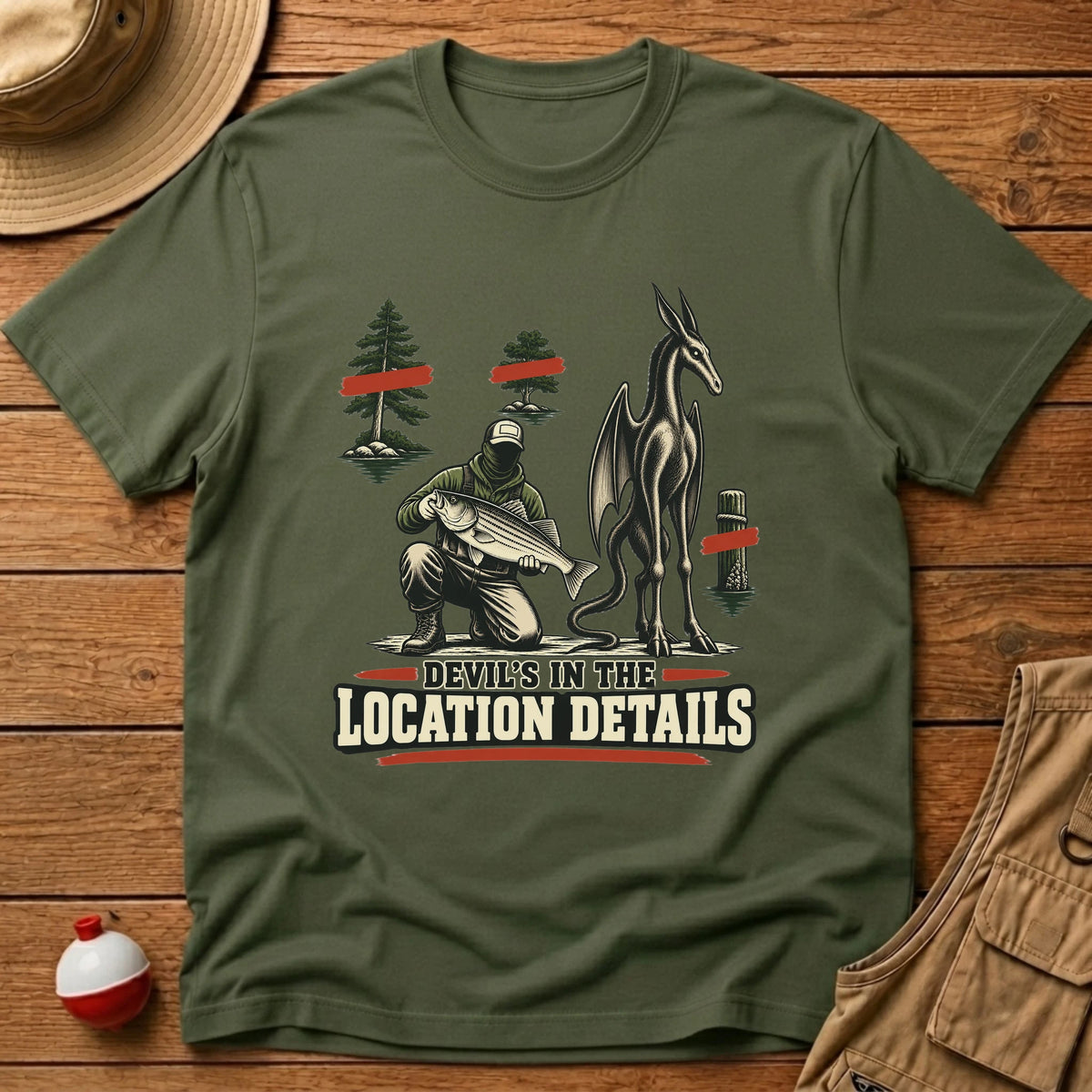Devils In Location Details T-Shirt - Floating Bobber