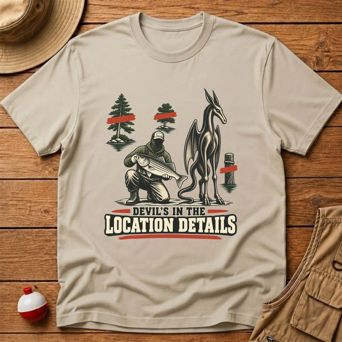 Devils In Location Details T-Shirt - Floating Bobber