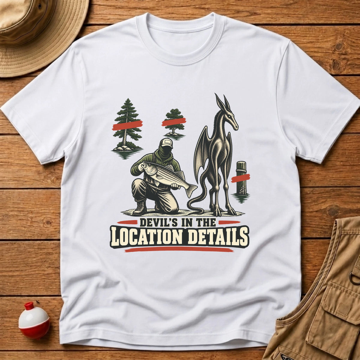 Devils In Location Details T-Shirt - Floating Bobber