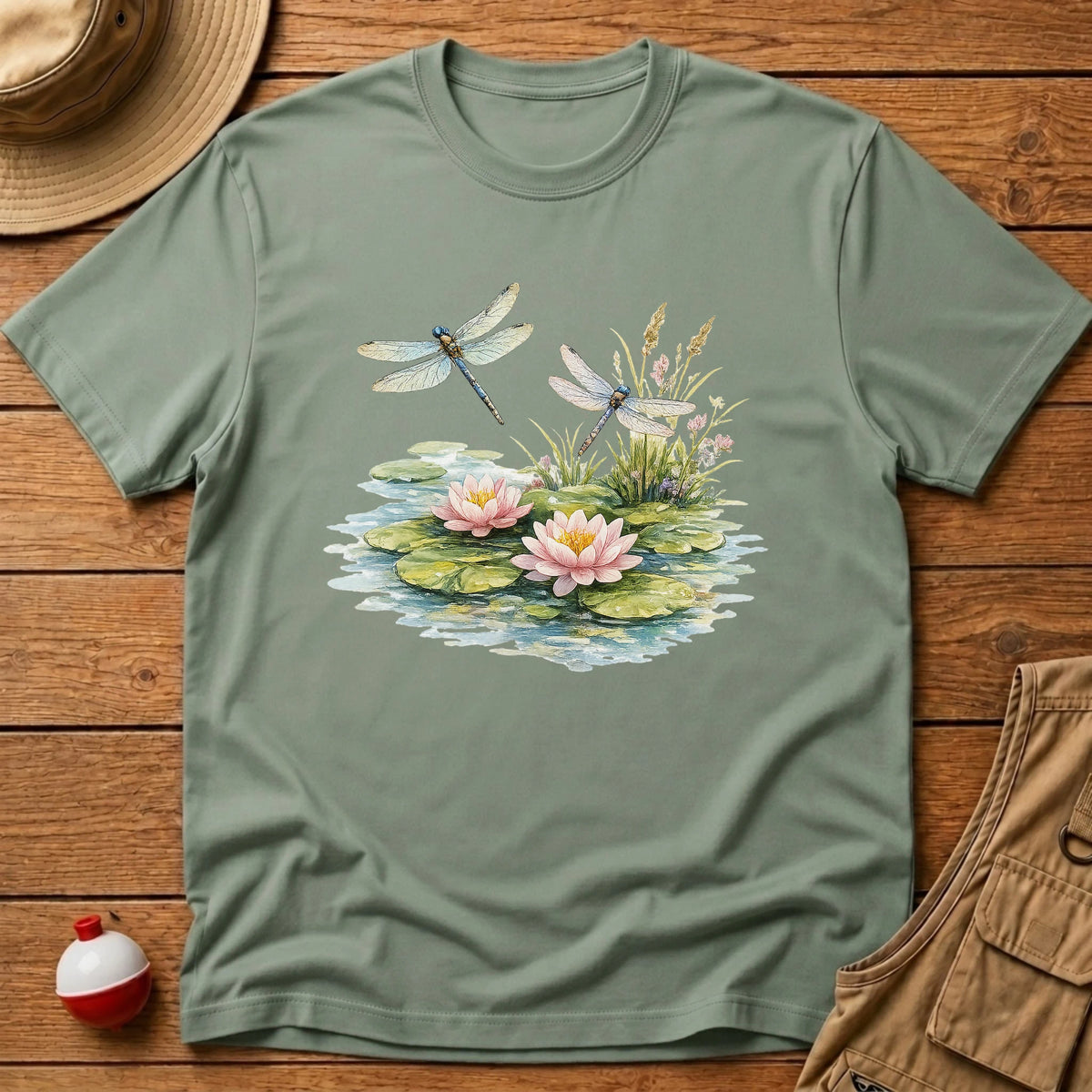 Dragonfly Lily Pads T-Shirt - Floating Bobber