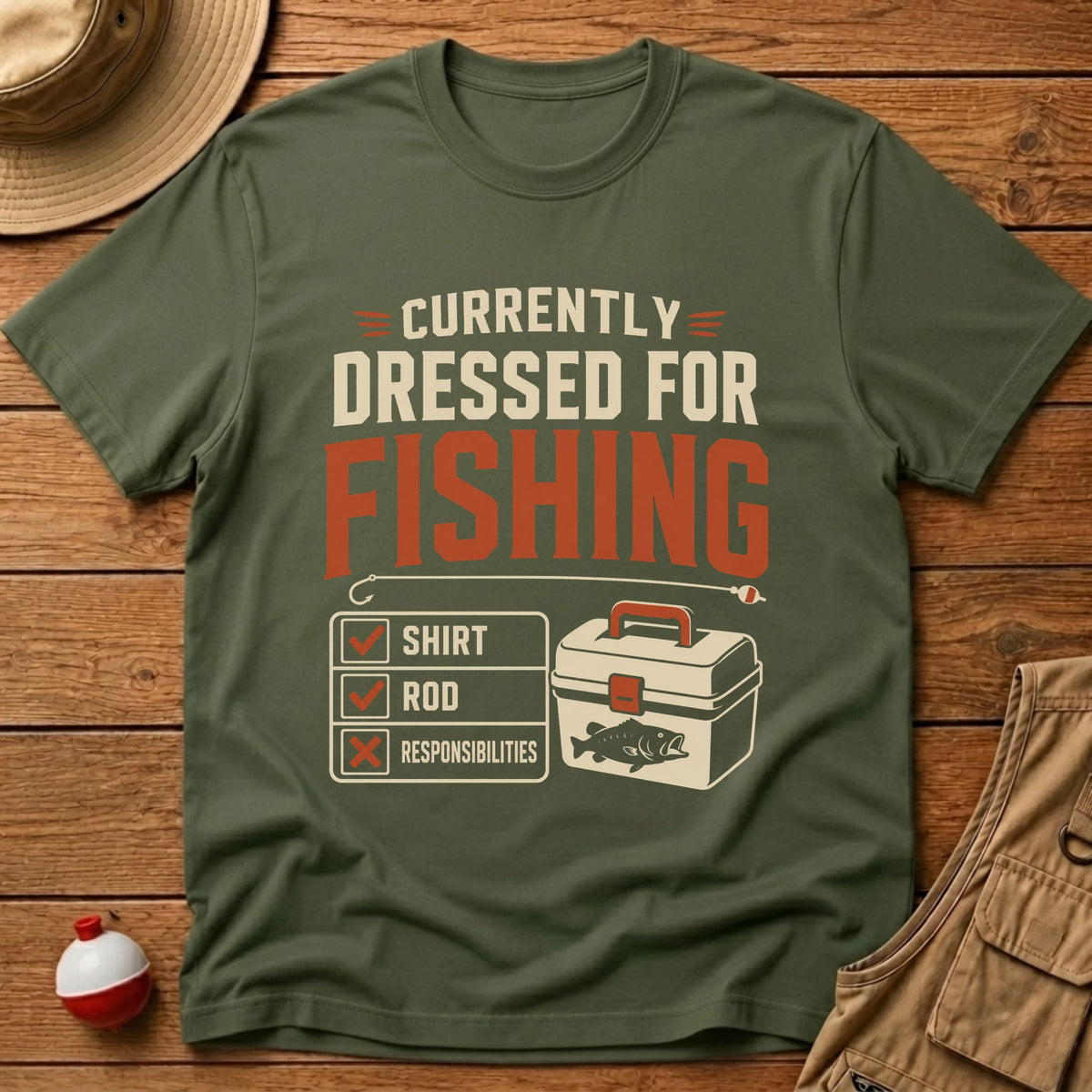 Dressed For Fishing T-Shirt - Floating Bobber