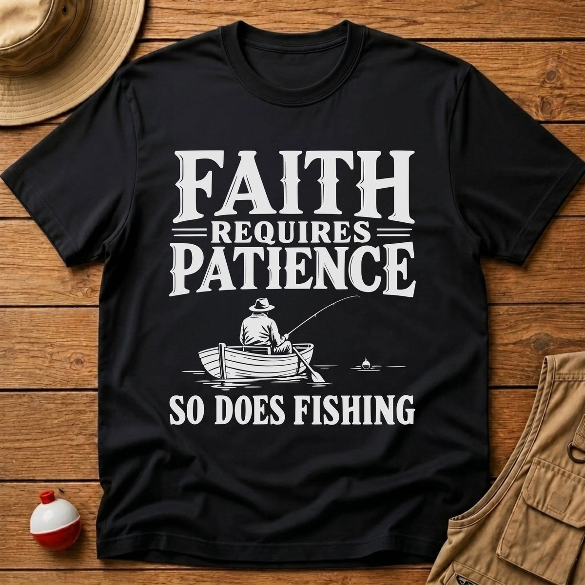 Faith Requires Patience T-Shirt - Floating Bobber