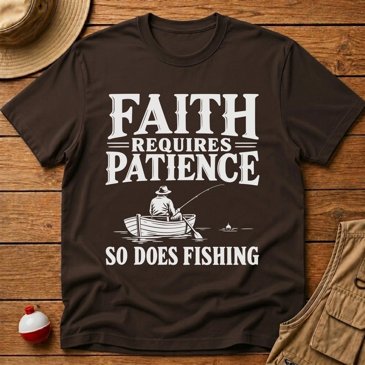 Faith Requires Patience T-Shirt - Floating Bobber