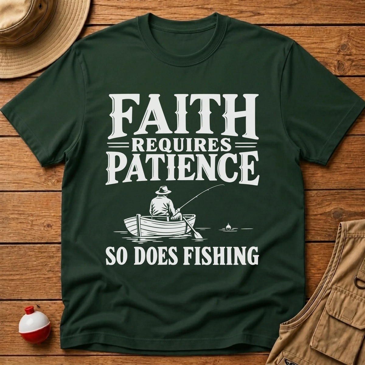 Faith Requires Patience T-Shirt - Floating Bobber