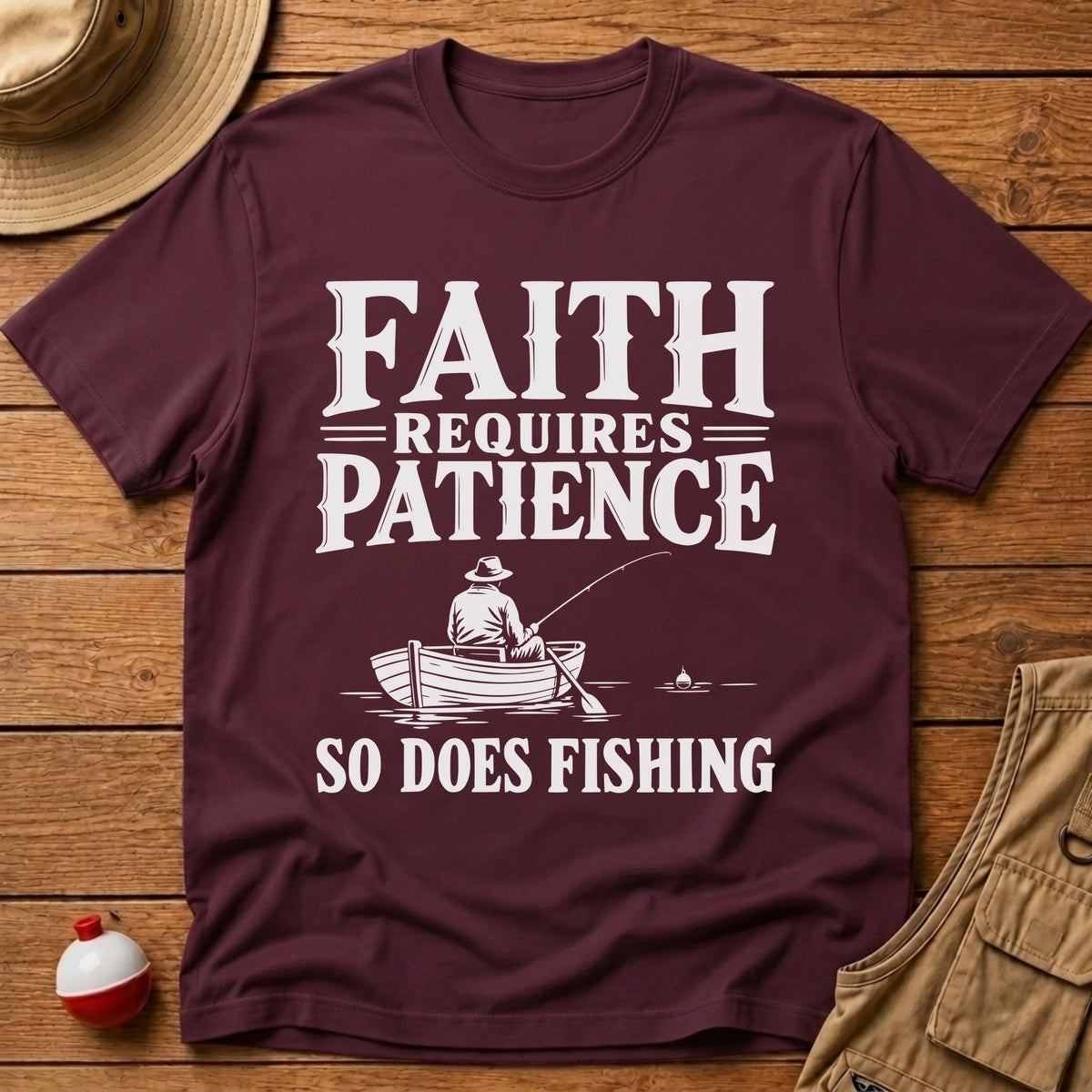 Faith Requires Patience T-Shirt - Floating Bobber