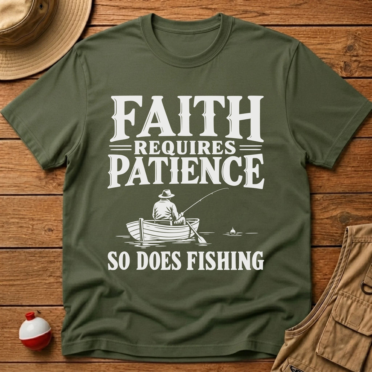 Faith Requires Patience T-Shirt - Floating Bobber