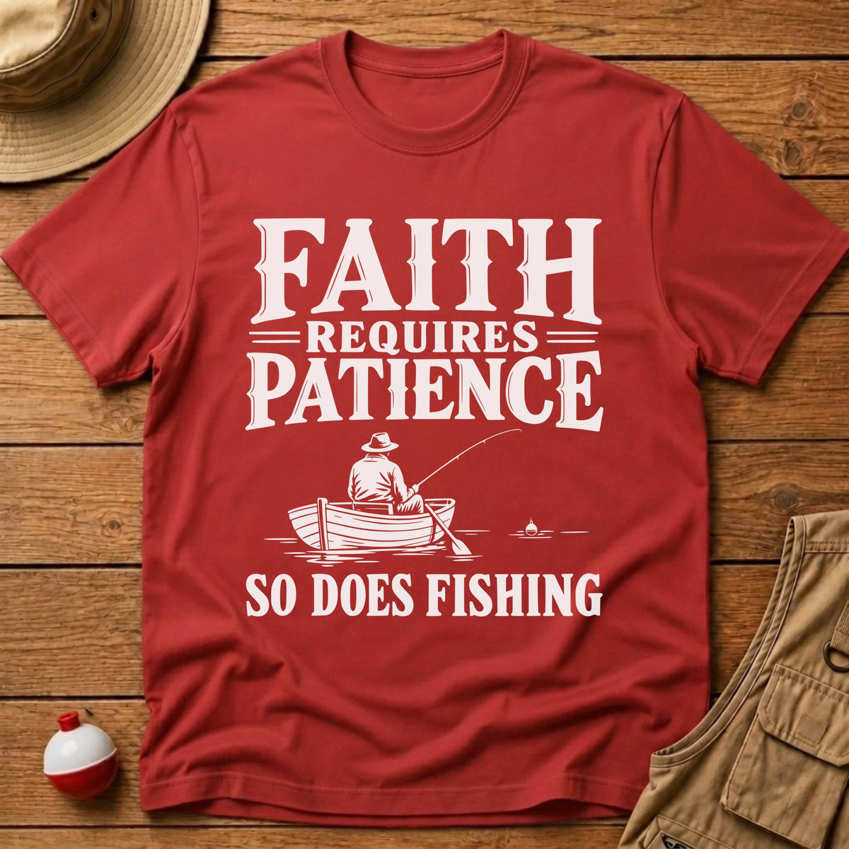 Faith Requires Patience T-Shirt - Floating Bobber