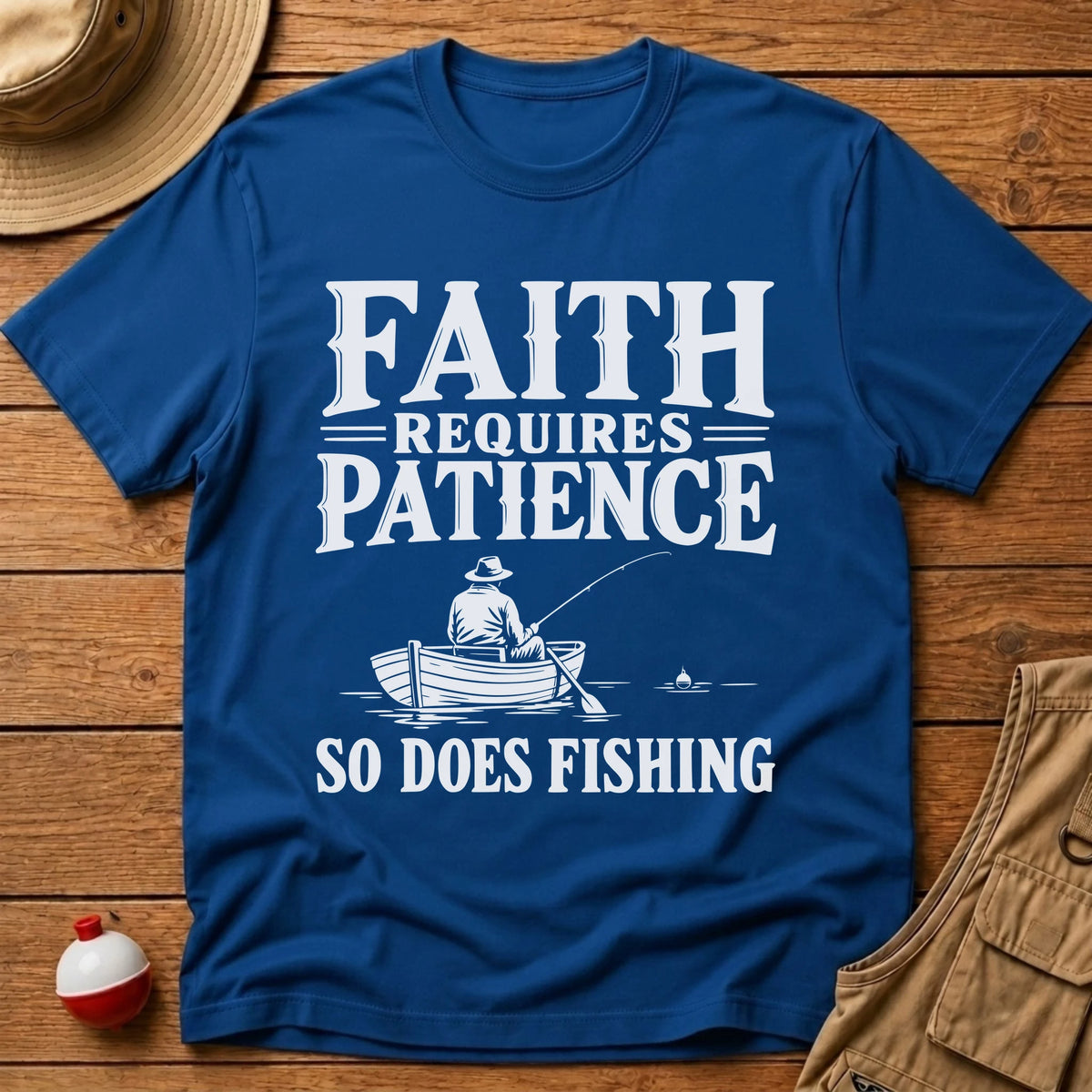 Faith Requires Patience T-Shirt - Floating Bobber