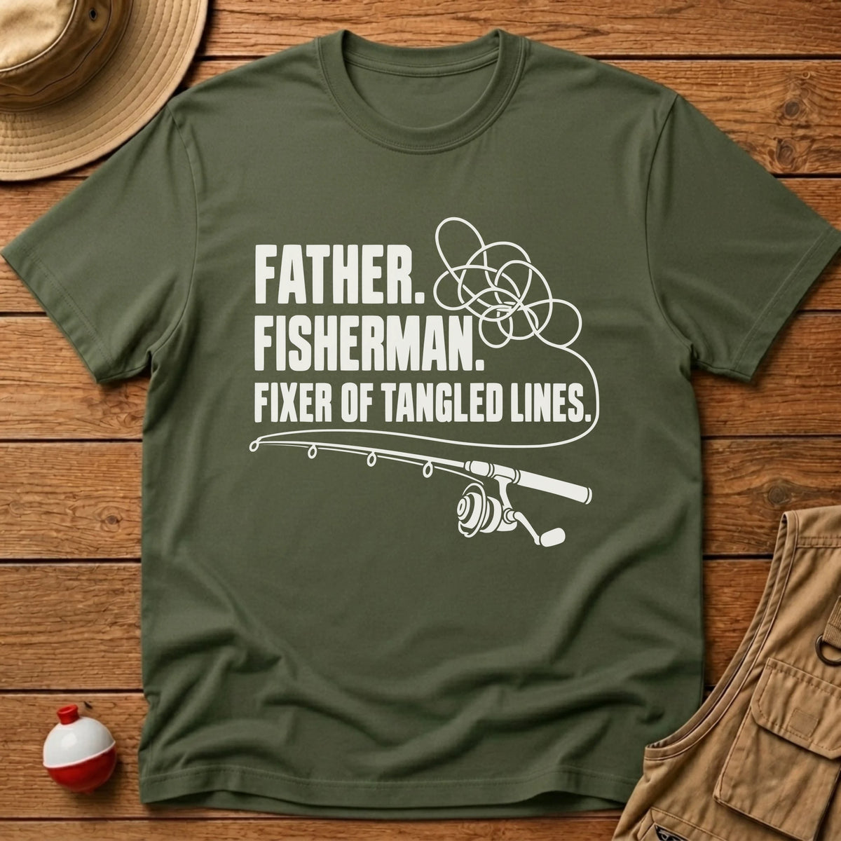 Father Fixer Lines T-Shirt - Floating Bobber