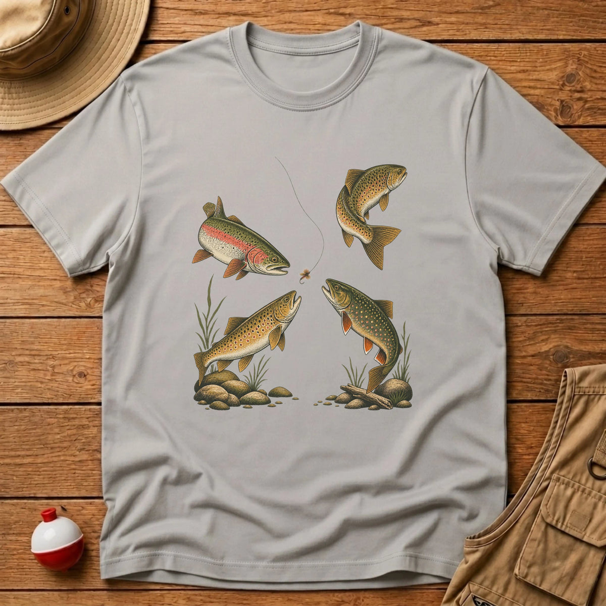 Four Trout One Fly T-Shirt - Floating Bobber