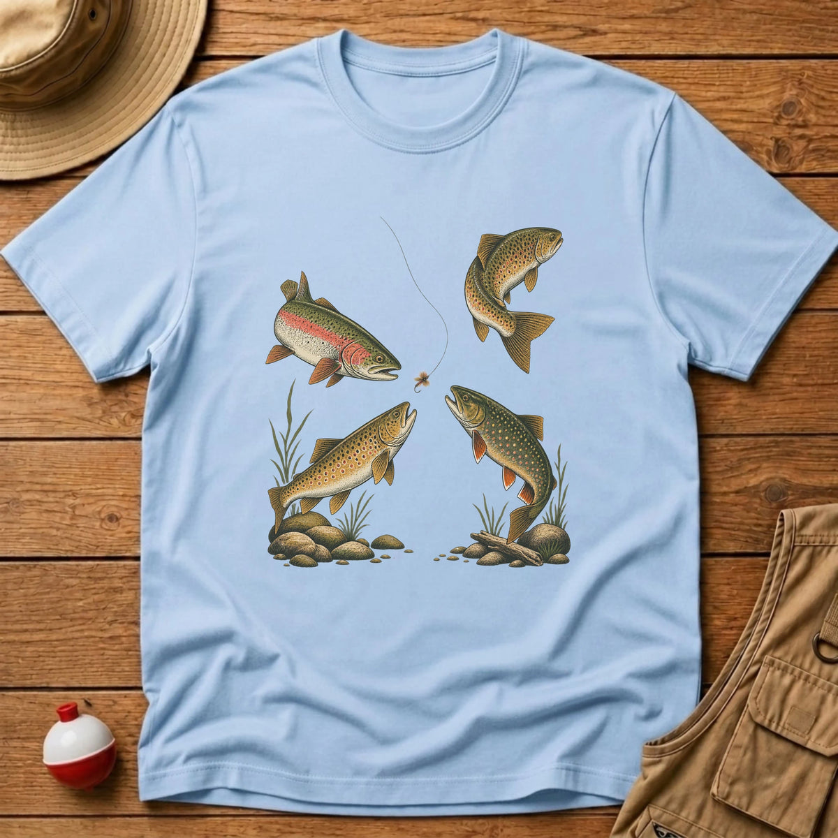 Four Trout One Fly T-Shirt - Floating Bobber