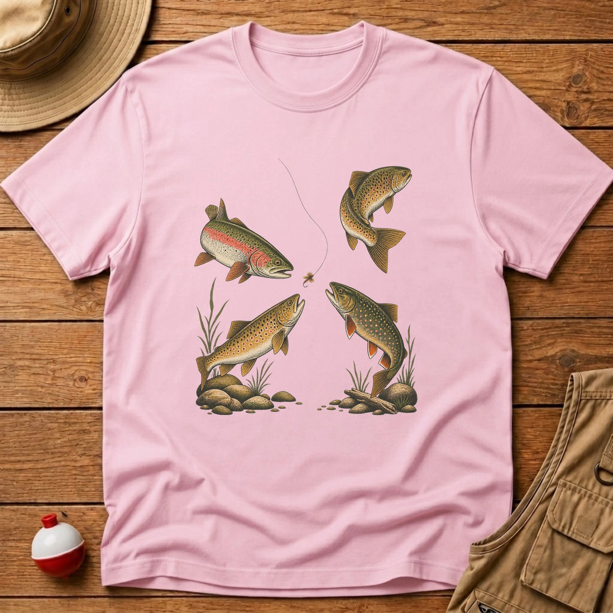 Four Trout One Fly T-Shirt - Floating Bobber