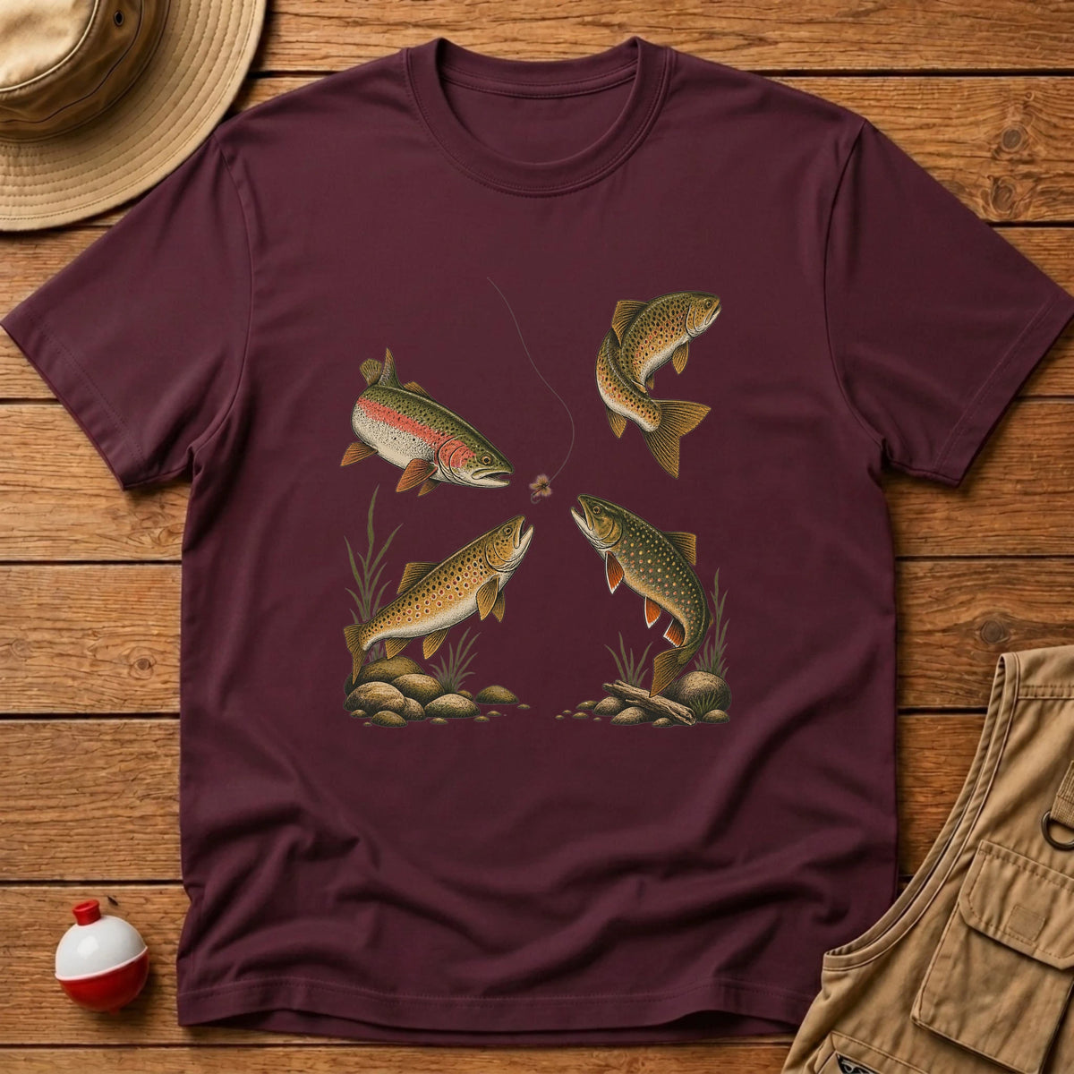 Four Trout One Fly T-Shirt - Floating Bobber