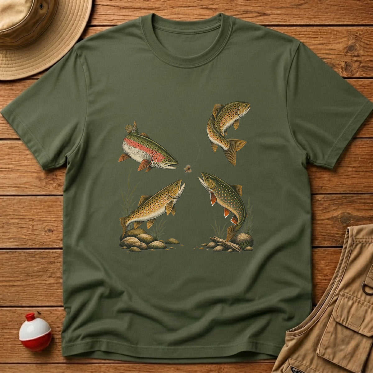 Four Trout One Fly T-Shirt - Floating Bobber