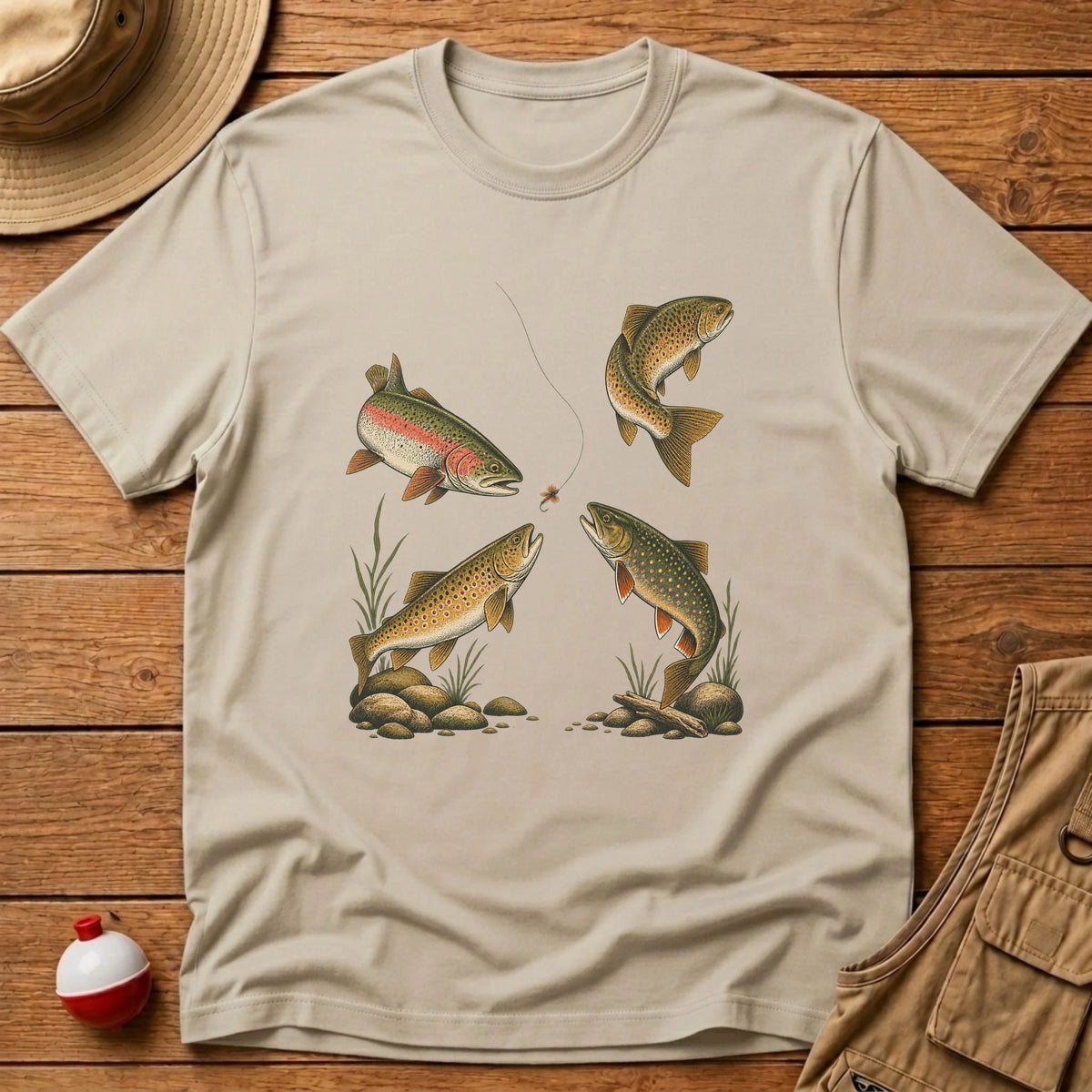 Four Trout One Fly T-Shirt - Floating Bobber