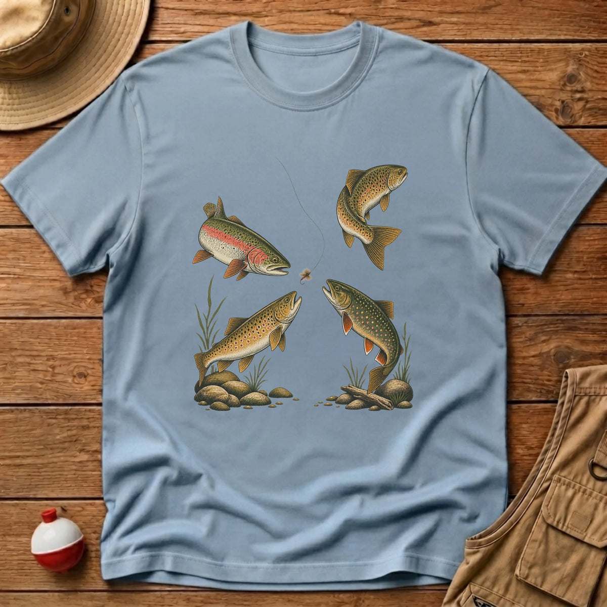 Four Trout One Fly T-Shirt - Floating Bobber