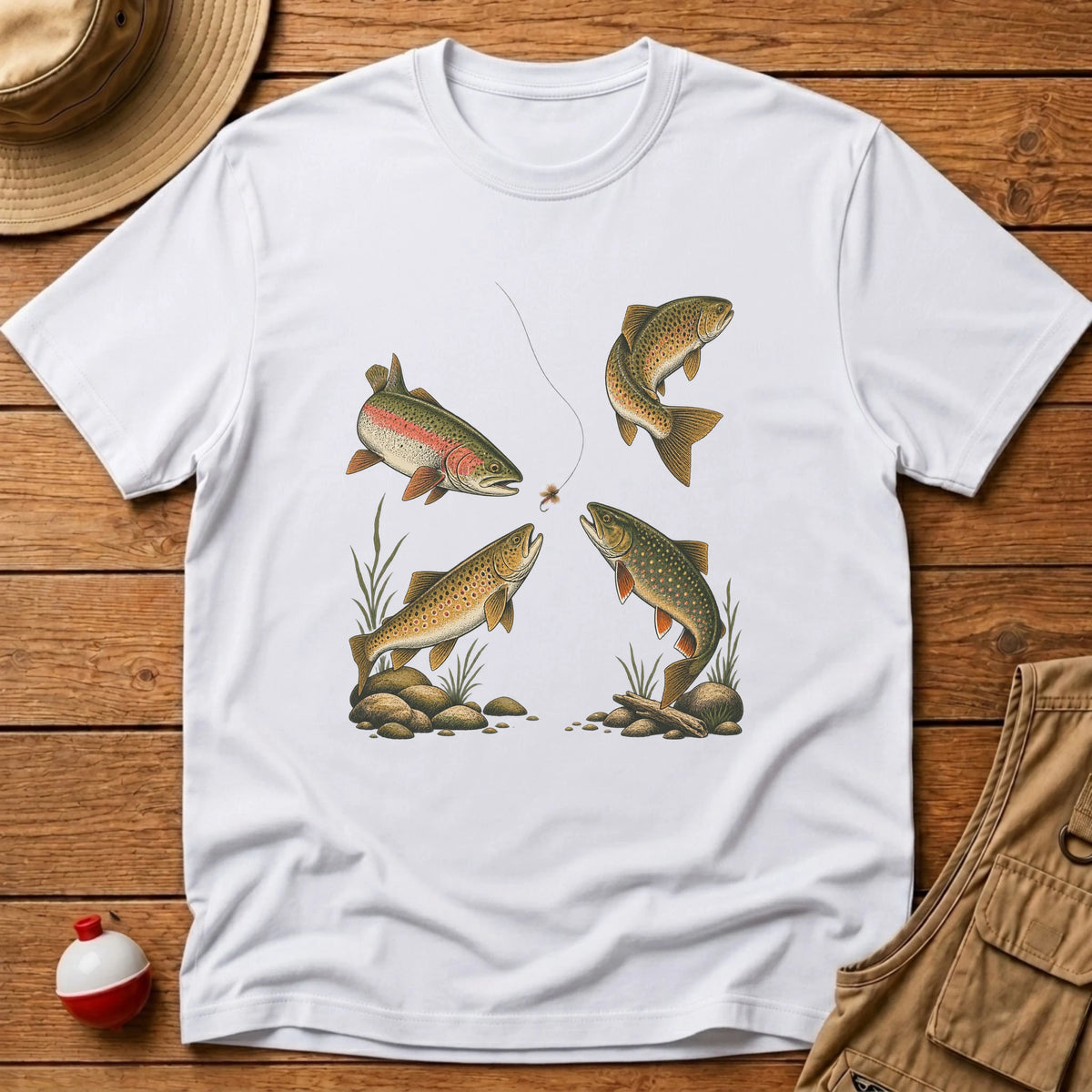 Four Trout One Fly T-Shirt - Floating Bobber
