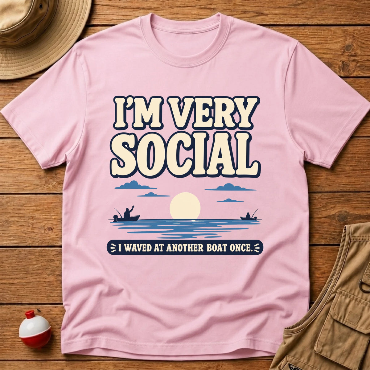 I'm Very Social T-Shirt - Floating Bobber