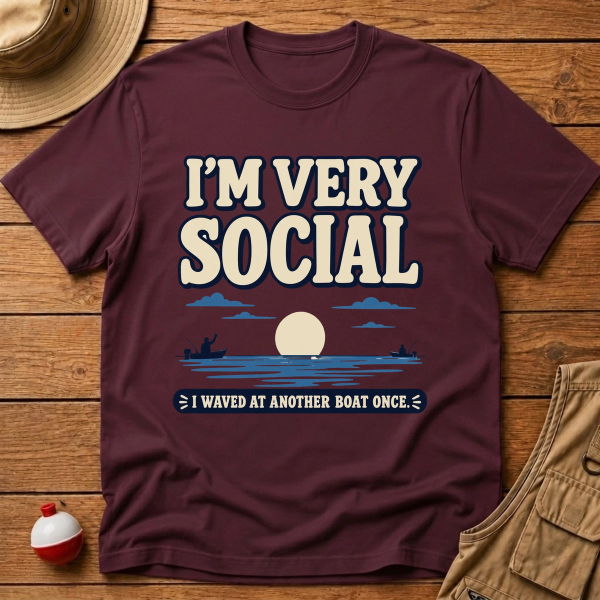 I'm Very Social T-Shirt - Floating Bobber