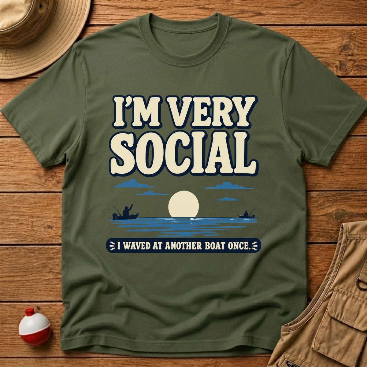 I'm Very Social T-Shirt - Floating Bobber