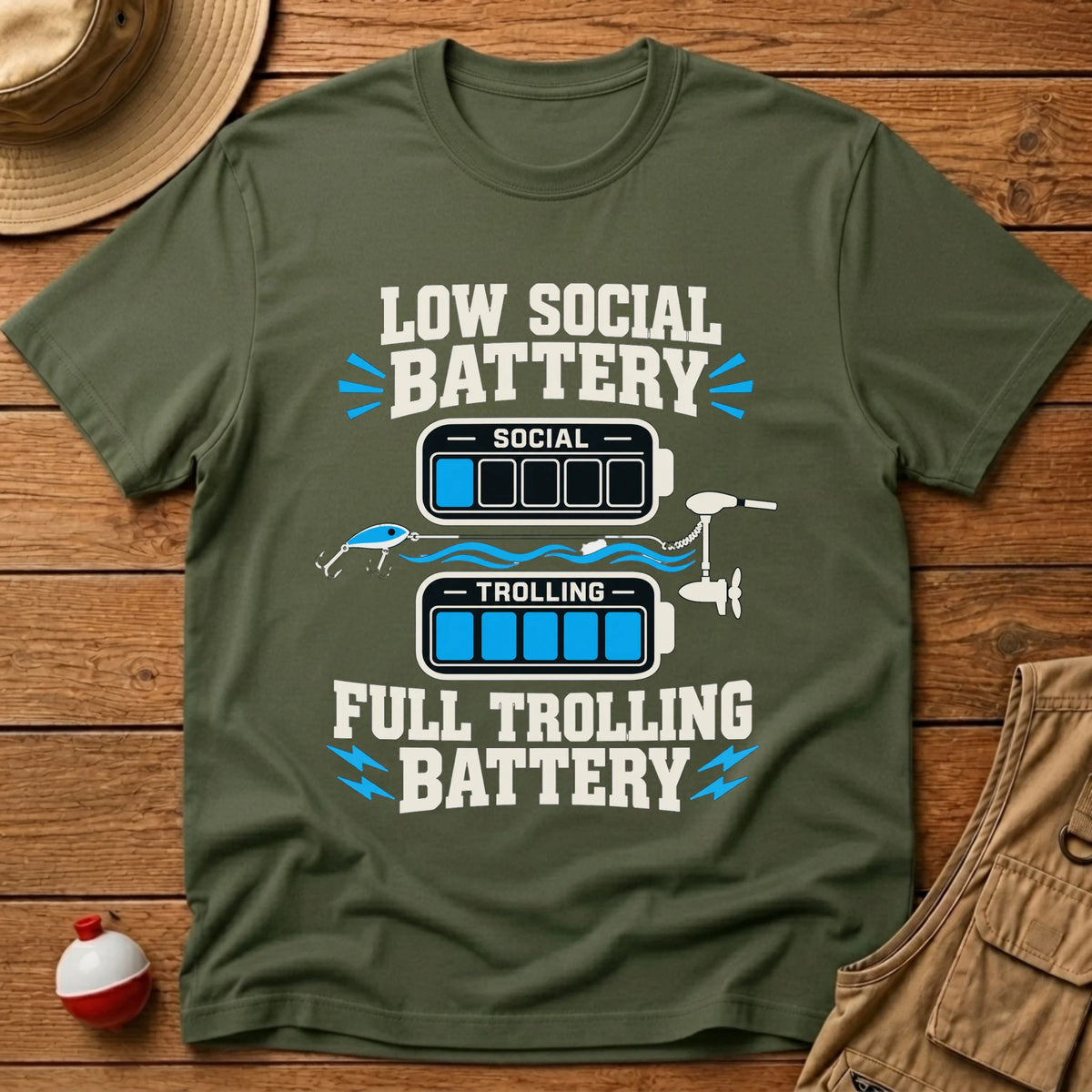 Social Battery T-Shirt - Floating Bobber