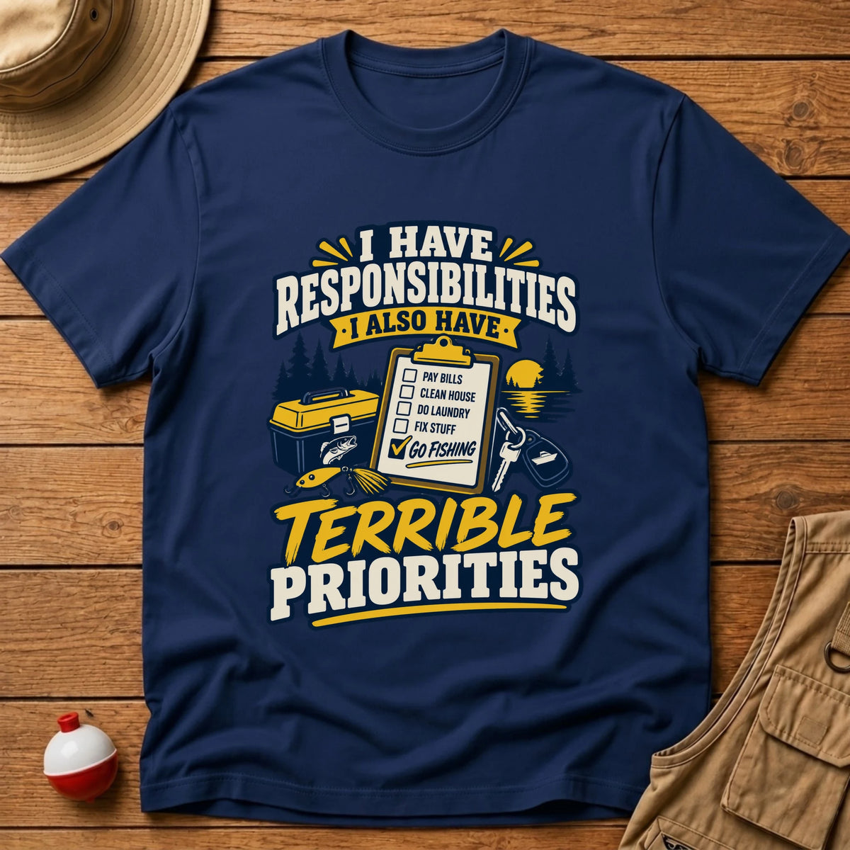 Terrible Priorities T-Shirt - Floating Bobber