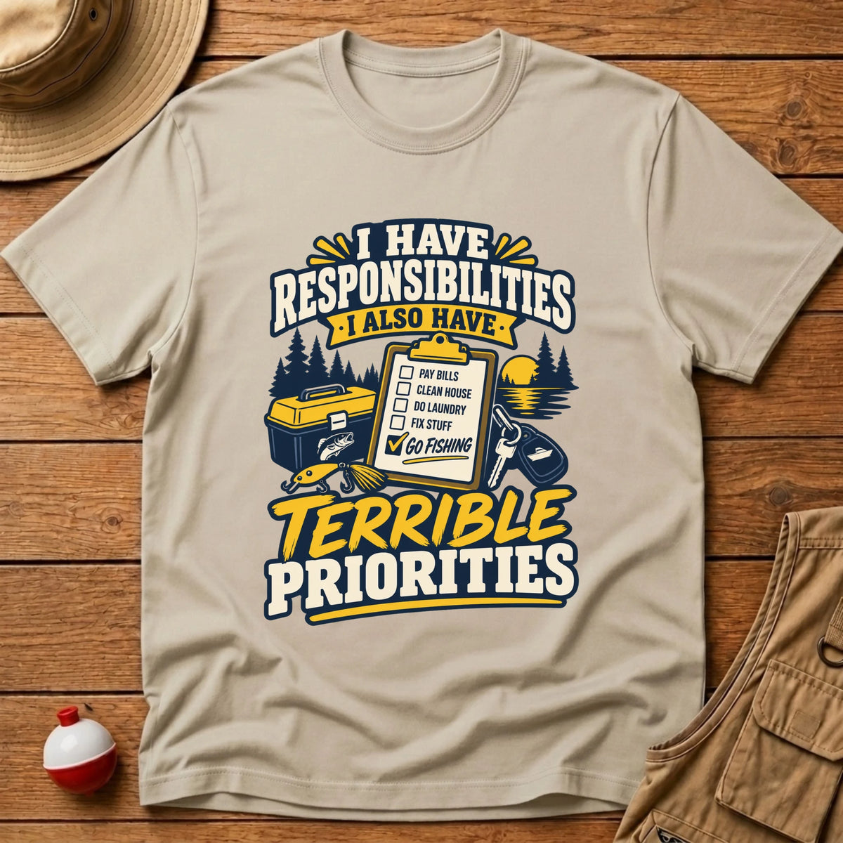 Terrible Priorities T-Shirt - Floating Bobber