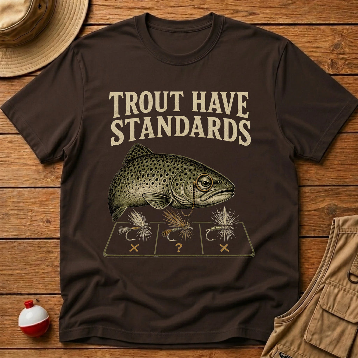 Trout Have Standards T-Shirt - Floating Bobber