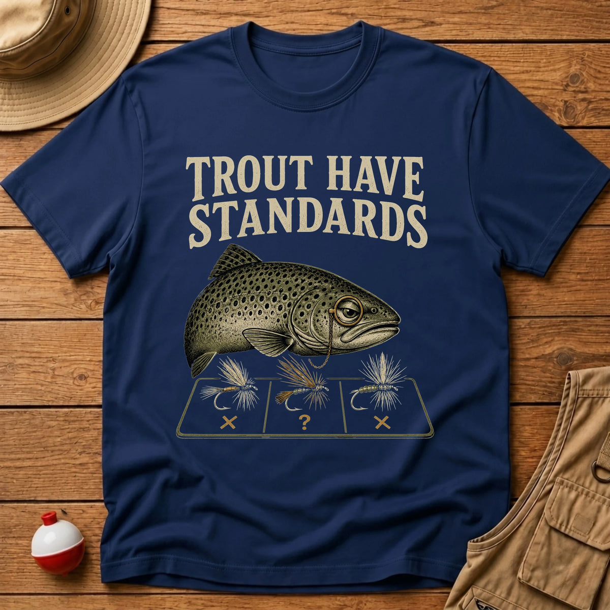 Trout Have Standards T-Shirt - Floating Bobber