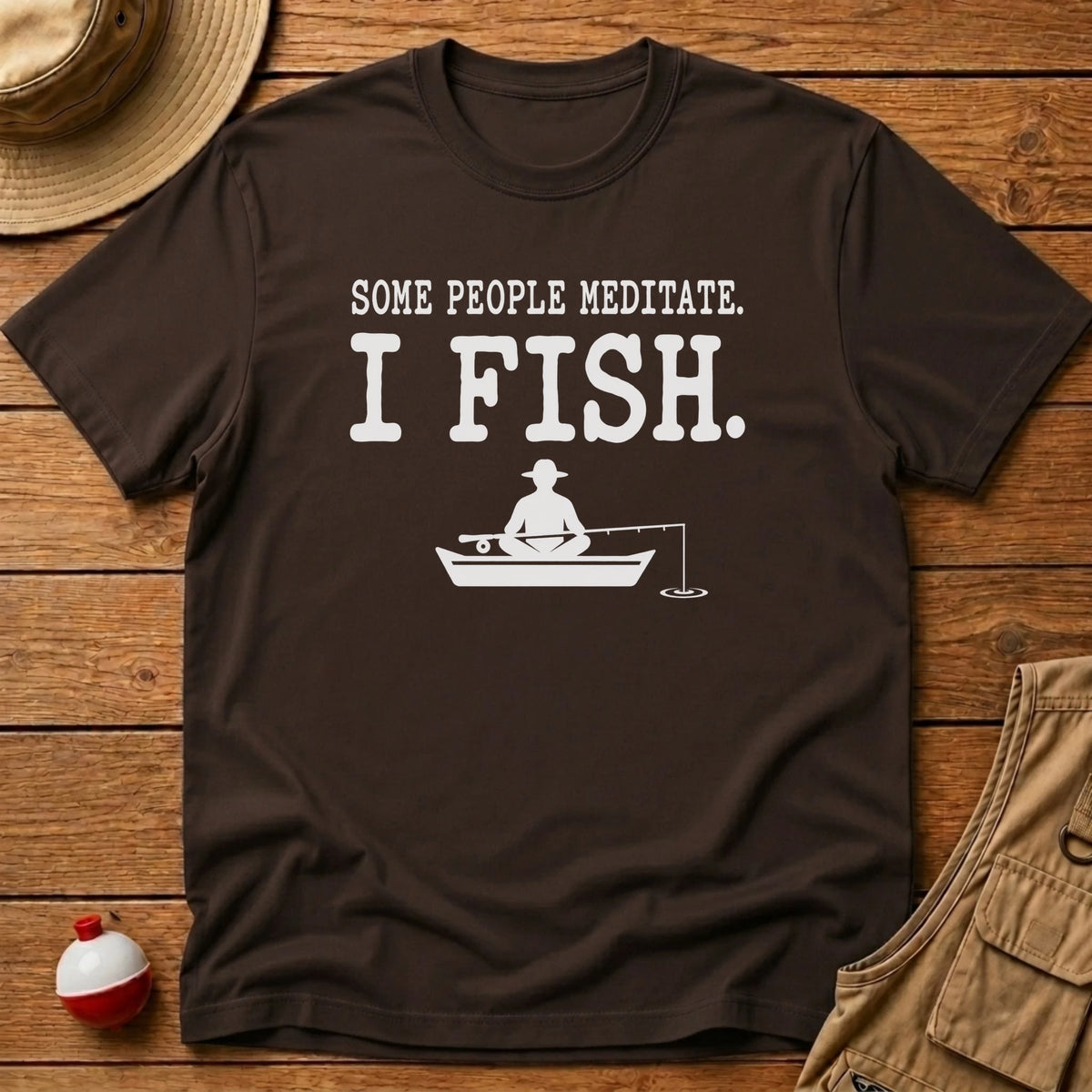 Meditate or Fish T-Shirt - Floating Bobber