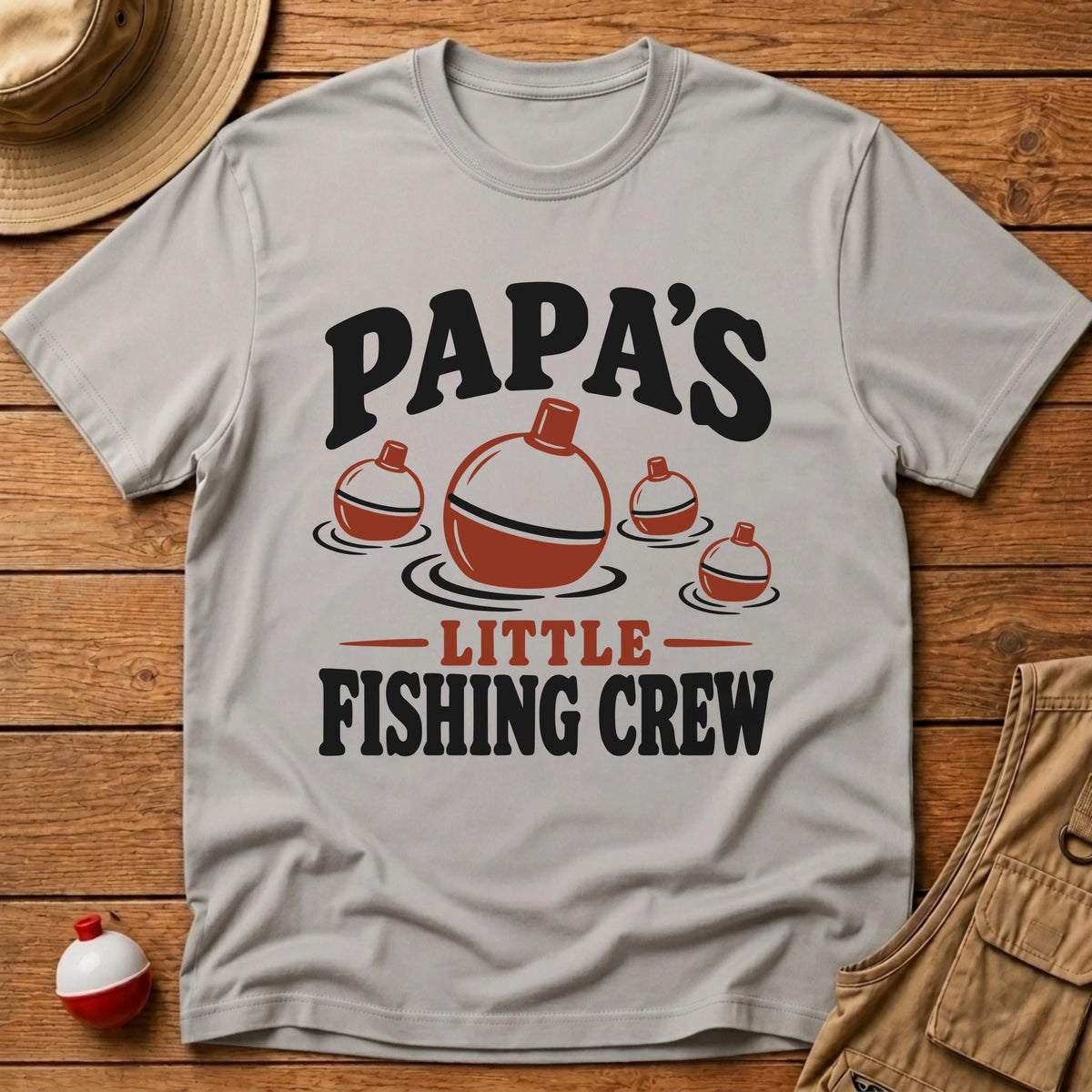 Papa Fishing Crew T-Shirt - Floating Bobber
