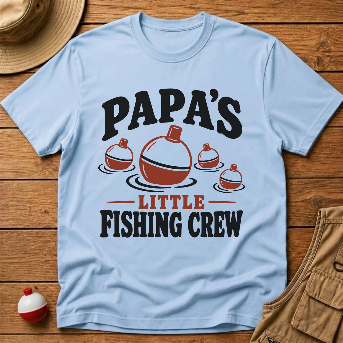 Papa Fishing Crew T-Shirt - Floating Bobber