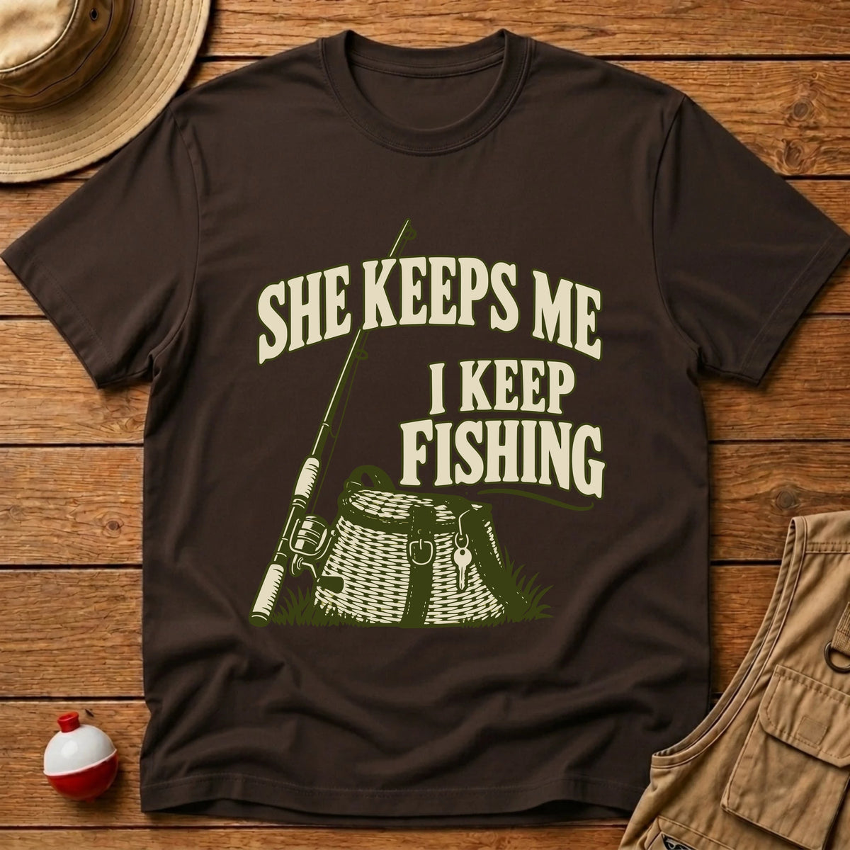 She Keeps Me T-Shirt - Floating Bobber