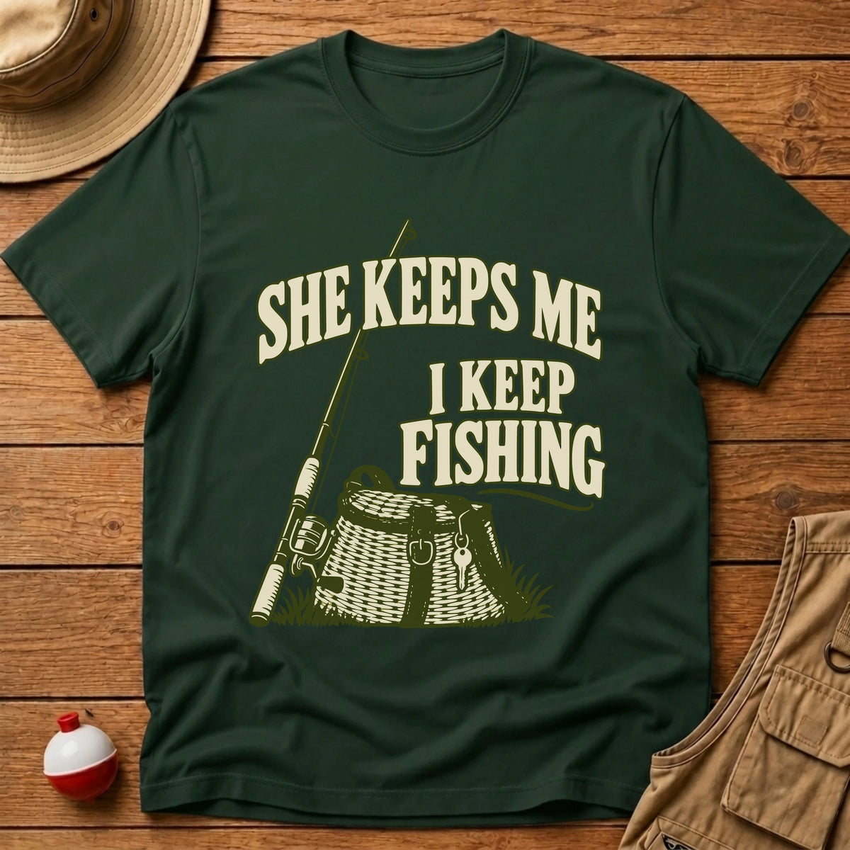 She Keeps Me T-Shirt - Floating Bobber