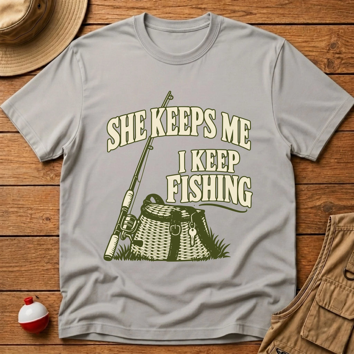 She Keeps Me T-Shirt - Floating Bobber