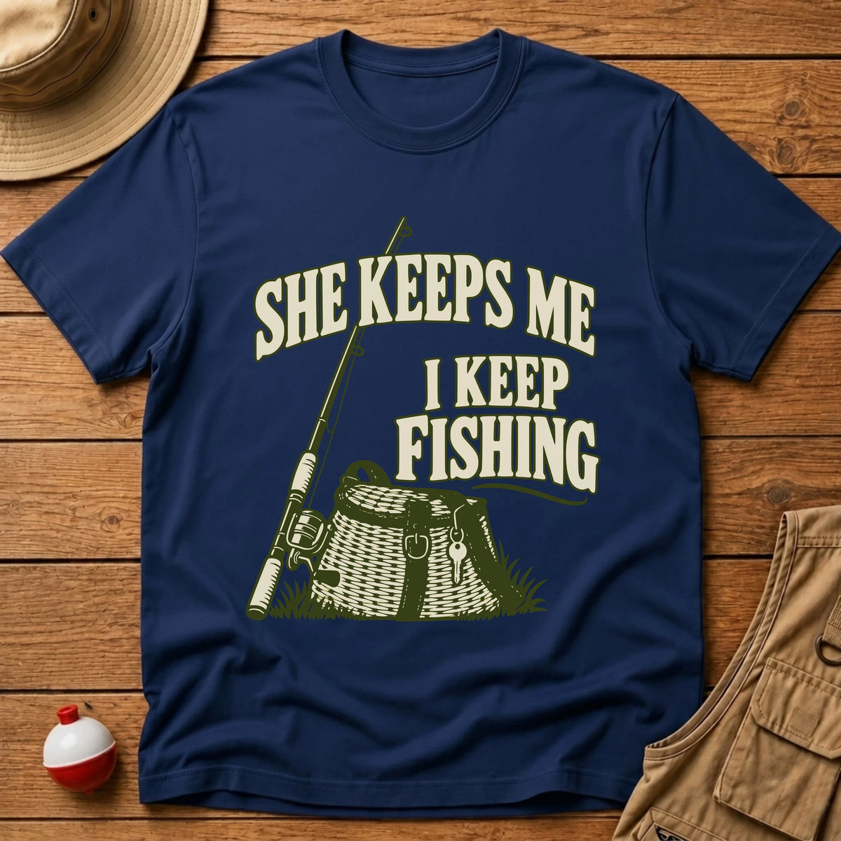 She Keeps Me T-Shirt - Floating Bobber