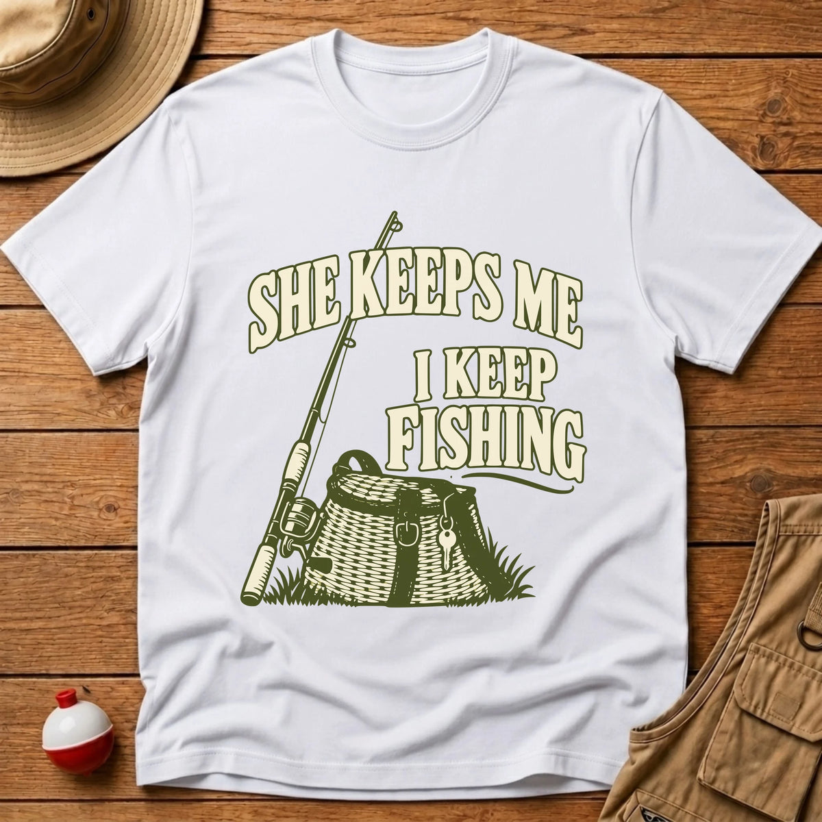 She Keeps Me T-Shirt - Floating Bobber