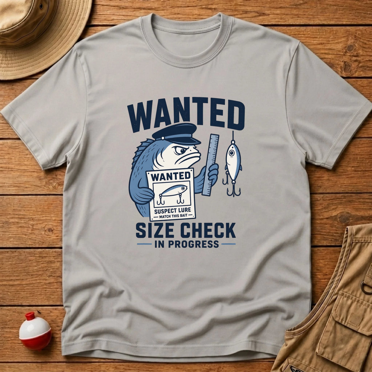 Wanted Size Check T-Shirt - Floating Bobber